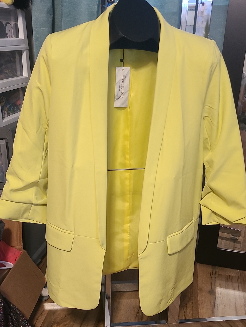 Stitch & Story Yellow Open-Front Blazer